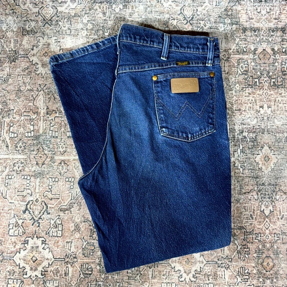 Wrangler 947STR Cowboy Cut Jeans Men's 38x30 Blue Denim Bootcut Faded Stretch